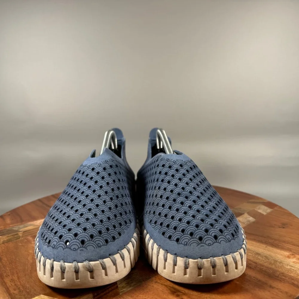 Ilse Jacobsen Tulip 139 Blue Laser Cut Slip On Loafers Flats EU 38 Womens 7.5-8